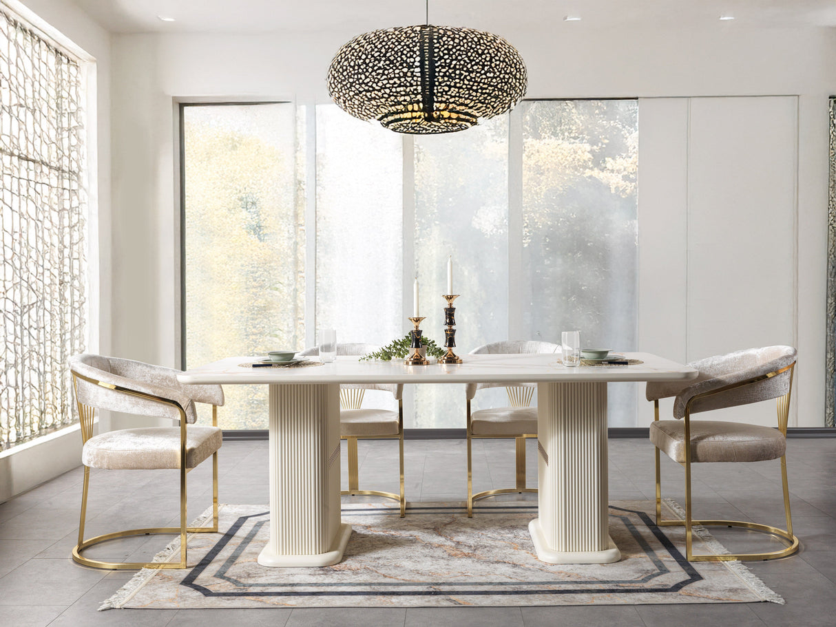 Santana Ivory 7-Piece Dining Set from Nova Furniture - Luna Furniture