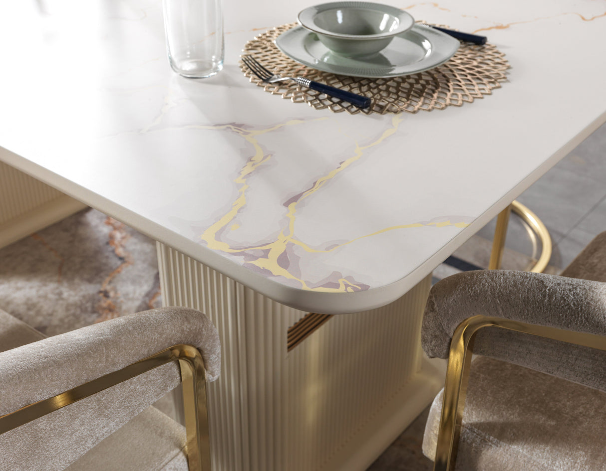 Santana Ivory 7-Piece Dining Set from Nova Furniture - Luna Furniture