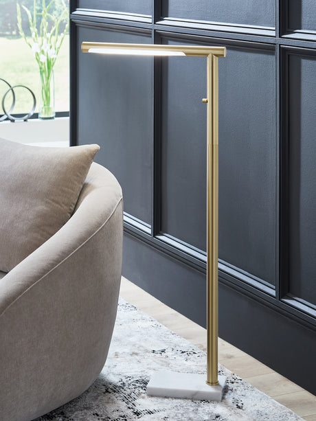 Santiford Gold Finish/White Floor Lamp from Ashley - Luna Furniture