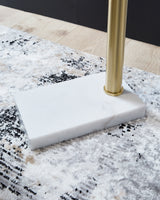 Santiford Gold Finish/White Floor Lamp from Ashley Furniture - Luna Furniture