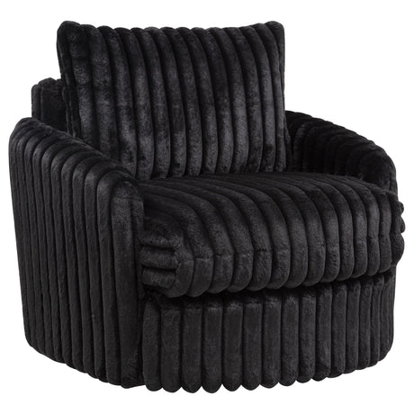 Sarco Black Corduroy Upholstered Swivel Accent Arm Chair from Coaster - Luna Furniture