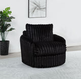 Sarco Black Corduroy Upholstered Swivel Accent Arm Chair from Coaster - Luna Furniture