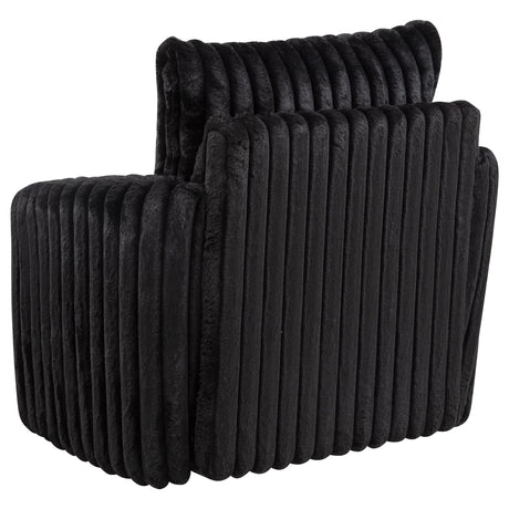 Sarco Black Corduroy Upholstered Swivel Accent Arm Chair from Coaster - Luna Furniture