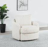 Sarco Ivory Corduroy Upholstered Swivel Accent Arm Chair from Coaster - Luna Furniture