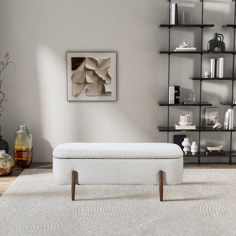 Sarna Ivory Boucle Storage Bench from Ashcroft Furniture - Luna Furniture