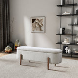 Sarna Ivory Boucle Storage Bench from Ashcroft Furniture - Luna Furniture