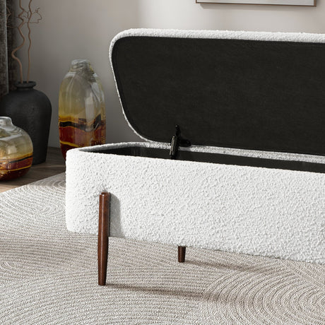Sarna Ivory Boucle Storage Bench from Ashcroft Furniture - Luna Furniture