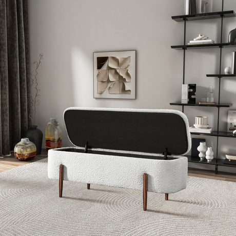 Sarna Ivory Boucle Storage Bench from Ashcroft Furniture - Luna Furniture