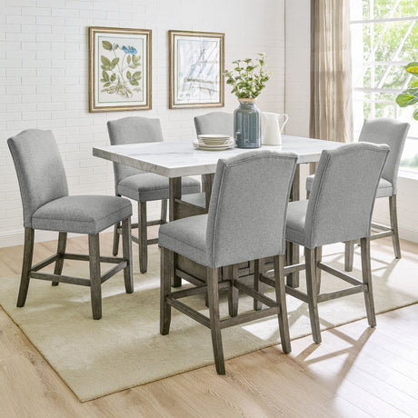 Grayson Gray/White 5-Piece Marble Top Counter Height Dining Table Set from Steve Silver - Luna Furniture