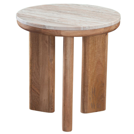 Sidney Brown Honey 22" Round Toronto Brown Marble Top End Table from Steve Silver - Luna Furniture