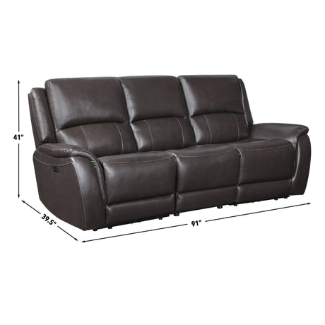 Alexandria Chocolate 3-Piece Top-Grain Leather Power Reclining Living Room Set from Steve Silver - Luna Furniture