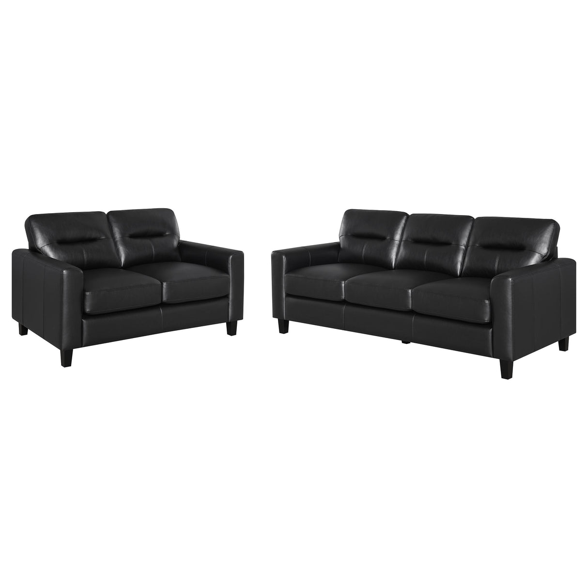 Scotland 2-piece Faux Leather Upholstered Sofa Set Black from Coaster - Luna Furniture