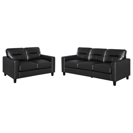 Scotland 2-piece Faux Leather Upholstered Sofa Set Black from Coaster - Luna Furniture