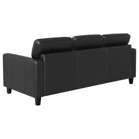 Scotland 2-piece Faux Leather Upholstered Sofa Set Black from Coaster - Luna Furniture