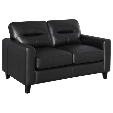 Scotland 2-piece Faux Leather Upholstered Sofa Set Black from Coaster - Luna Furniture