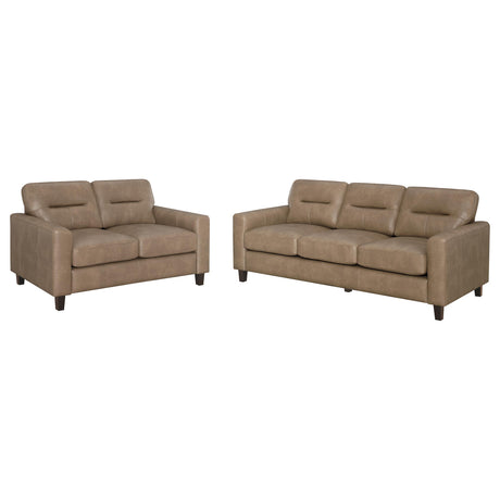 Scotland 2-piece Faux Leather Upholstered Sofa Set Brown from Coaster - Luna Furniture