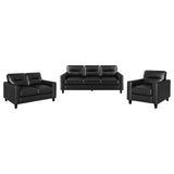 Scotland 3-piece Faux Leather Upholstered Sofa Set Black from Coaster - Luna Furniture