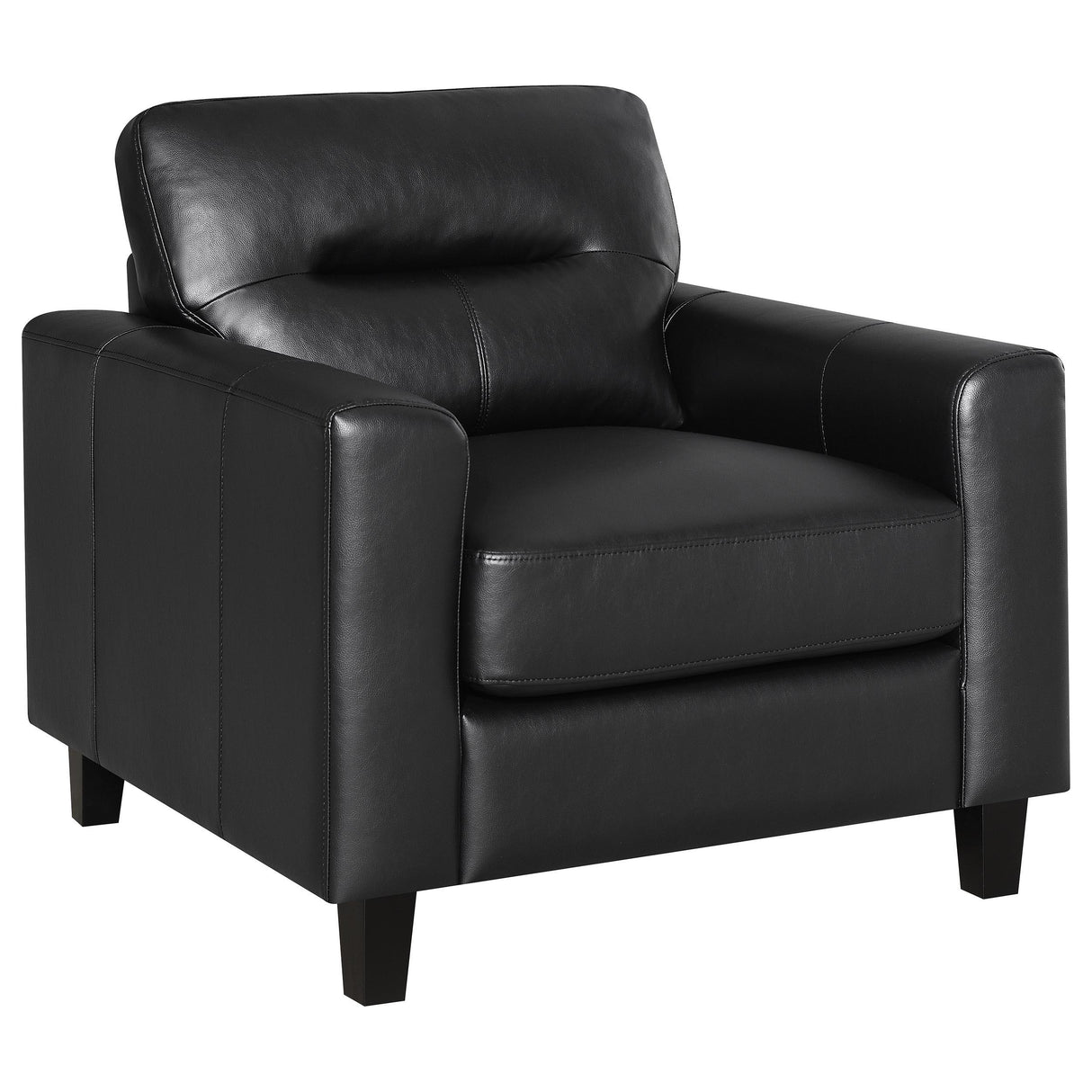 Scotland 3-piece Faux Leather Upholstered Sofa Set Black from Coaster - Luna Furniture