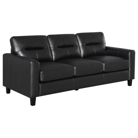 Scotland 3-piece Faux Leather Upholstered Sofa Set Black from Coaster - Luna Furniture
