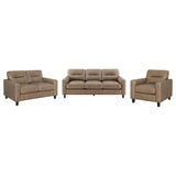 Scotland 3-piece Faux Leather Upholstered Sofa Set Brown from Coaster - Luna Furniture
