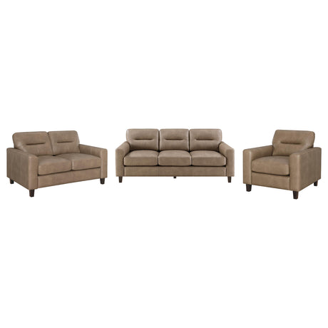 Scotland 3-piece Faux Leather Upholstered Sofa Set Brown from Coaster - Luna Furniture