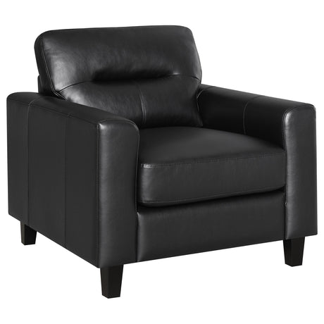 Scotland Faux Leather Upholstered Track Arm Chair Black from Coaster - Luna Furniture