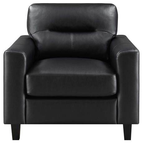 Scotland Faux Leather Upholstered Track Arm Chair Black from Coaster - Luna Furniture