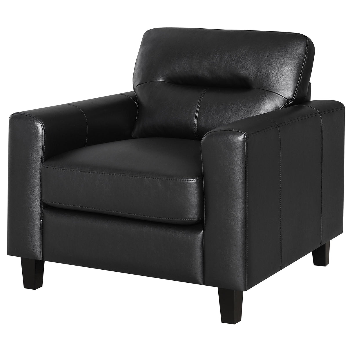 Scotland Faux Leather Upholstered Track Arm Chair Black from Coaster - Luna Furniture
