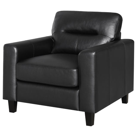 Scotland Faux Leather Upholstered Track Arm Chair Black from Coaster - Luna Furniture