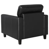 Scotland Faux Leather Upholstered Track Arm Chair Black from Coaster - Luna Furniture