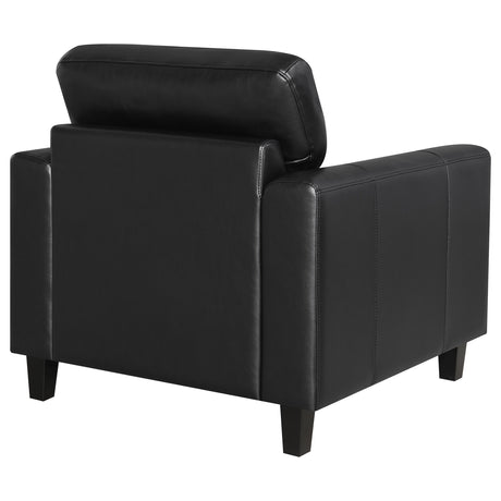 Scotland Faux Leather Upholstered Track Arm Chair Black from Coaster - Luna Furniture