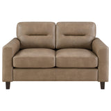 Scotland Brown Faux Leather Upholstered Track Arm Loveseat from Coaster - Luna Furniture