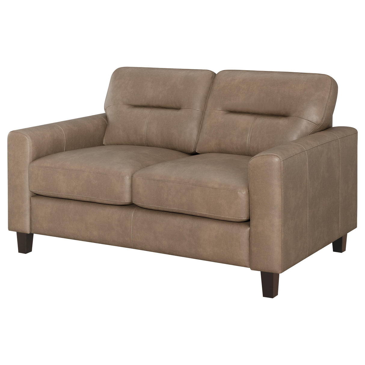 Scotland Brown Faux Leather Upholstered Track Arm Loveseat from Coaster - Luna Furniture