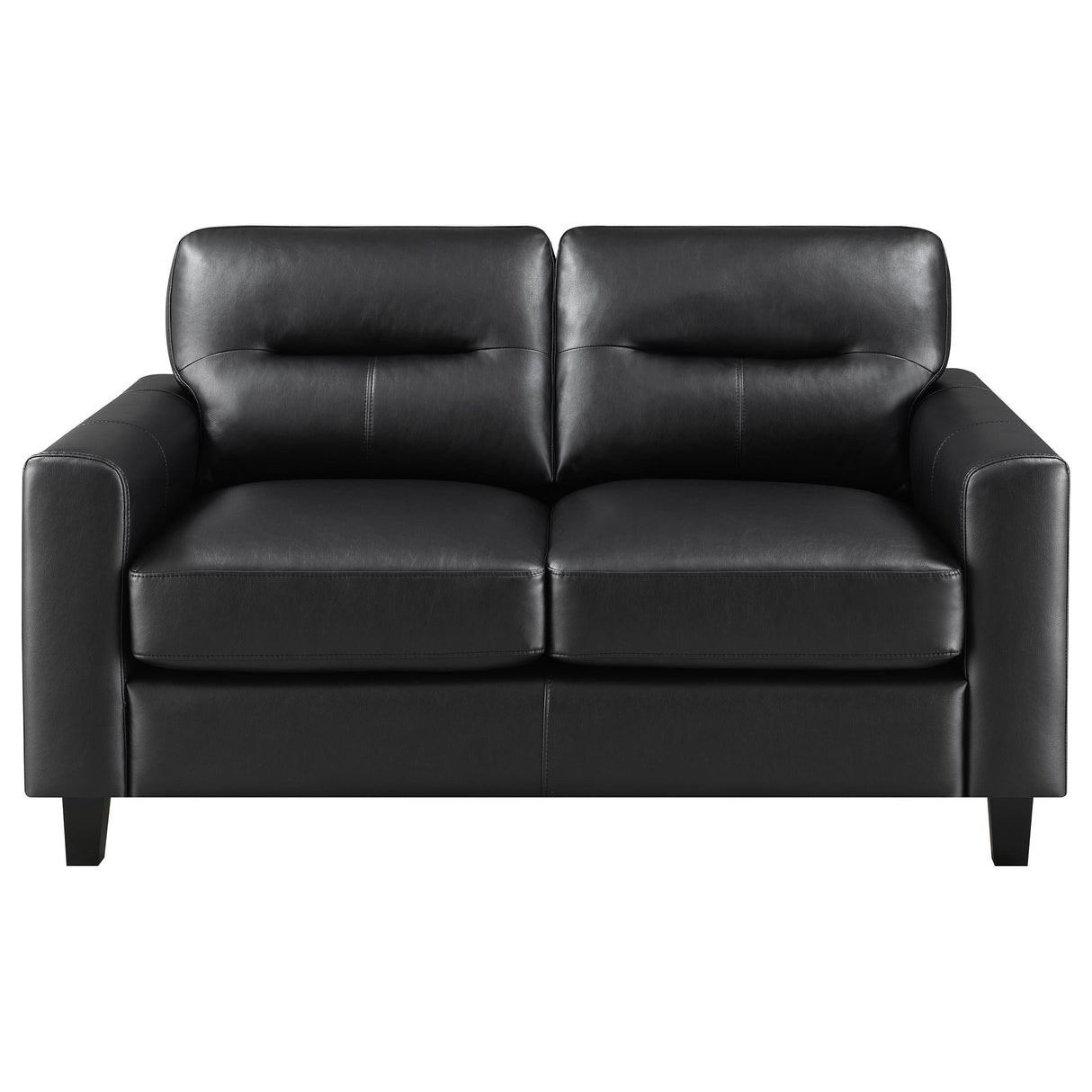 Scotland Faux Leather Upholstered Track Arm Loveseat Black from Coaster - Luna Furniture