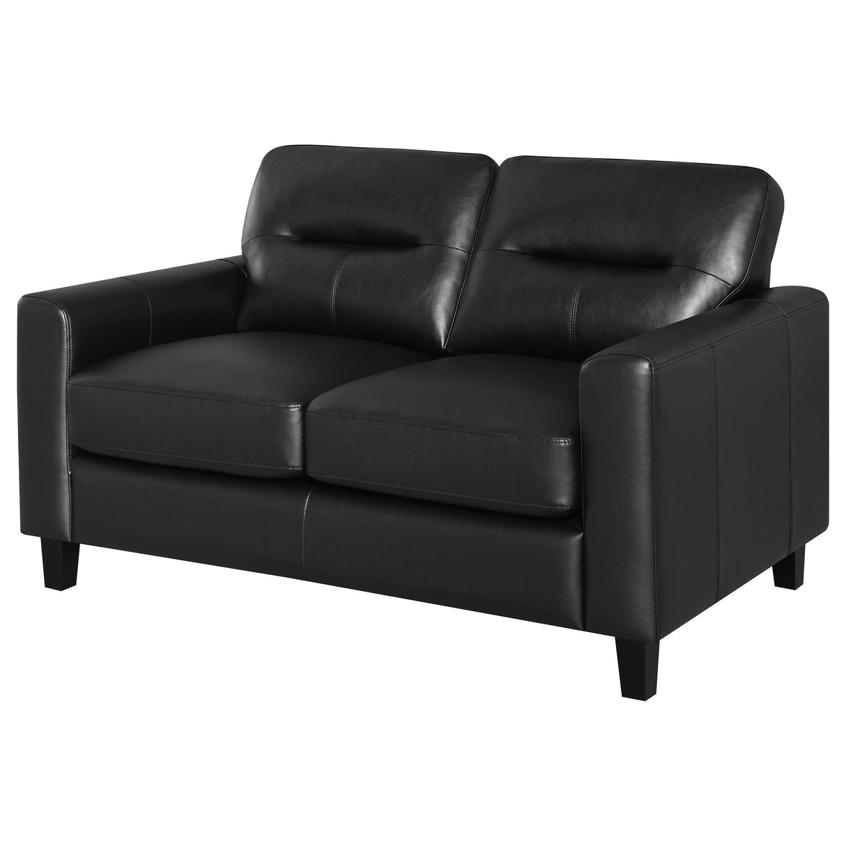 Scotland Faux Leather Upholstered Track Arm Loveseat Black from Coaster - Luna Furniture