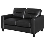 Scotland Faux Leather Upholstered Track Arm Loveseat Black from Coaster - Luna Furniture