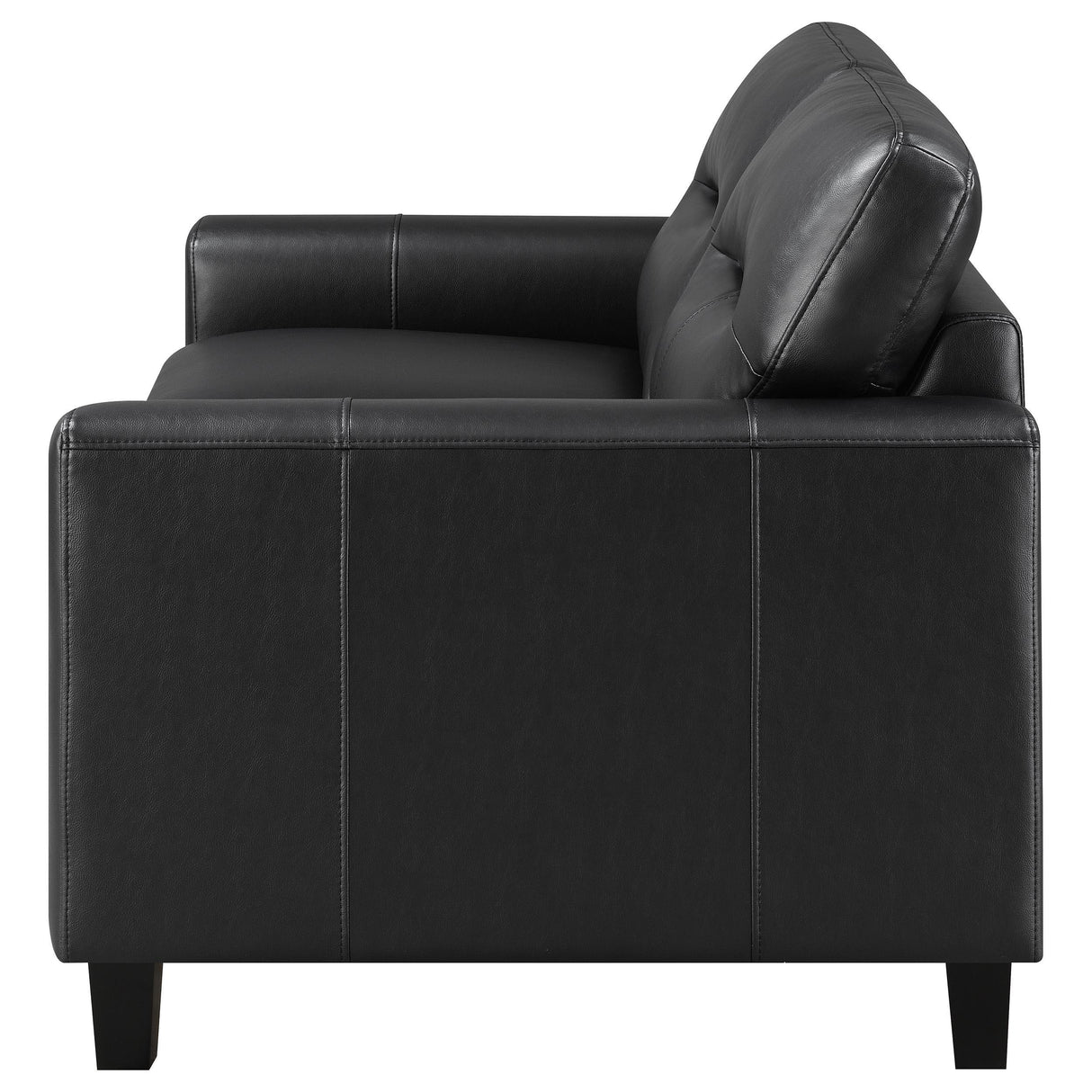 Scotland Faux Leather Upholstered Track Arm Loveseat Black from Coaster - Luna Furniture