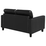 Scotland Faux Leather Upholstered Track Arm Loveseat Black from Coaster - Luna Furniture