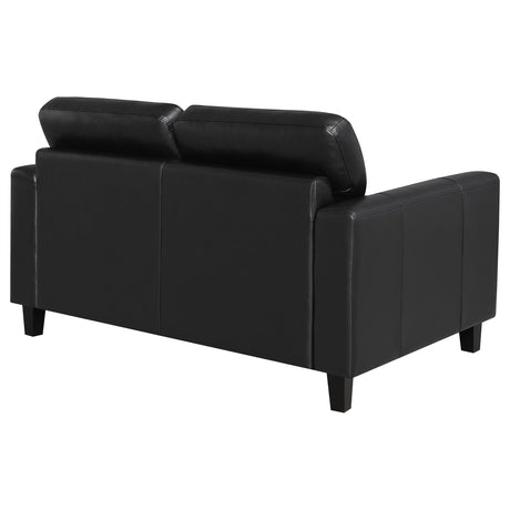 Scotland Faux Leather Upholstered Track Arm Loveseat Black from Coaster - Luna Furniture