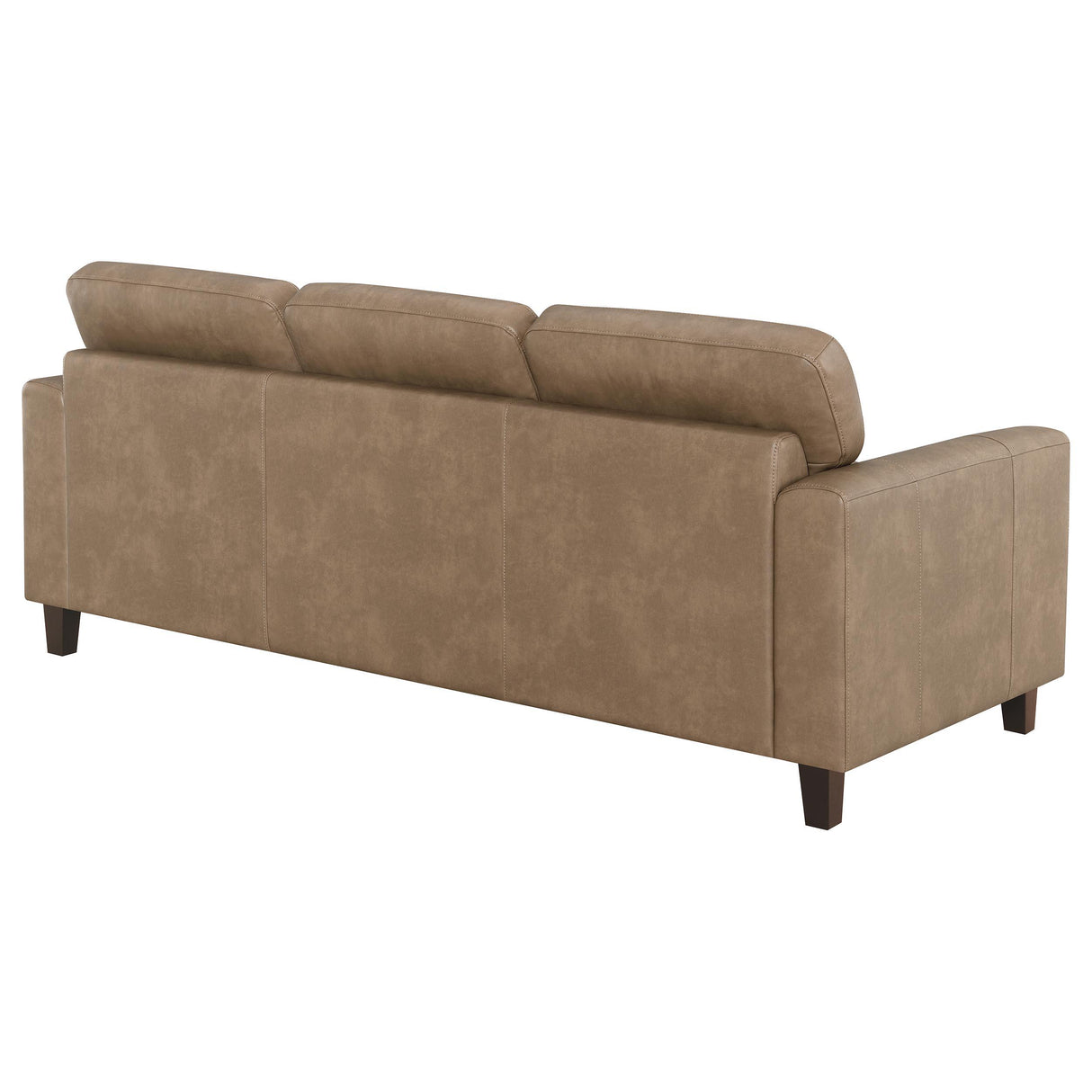 Scotland Brown Faux Leather Upholstered Track Arm Sofa from Coaster - Luna Furniture