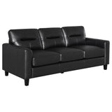 Scotland Faux Leather Upholstered Track Arm Sofa Black from Coaster - Luna Furniture