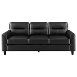 Scotland Faux Leather Upholstered Track Arm Sofa Black from Coaster - Luna Furniture