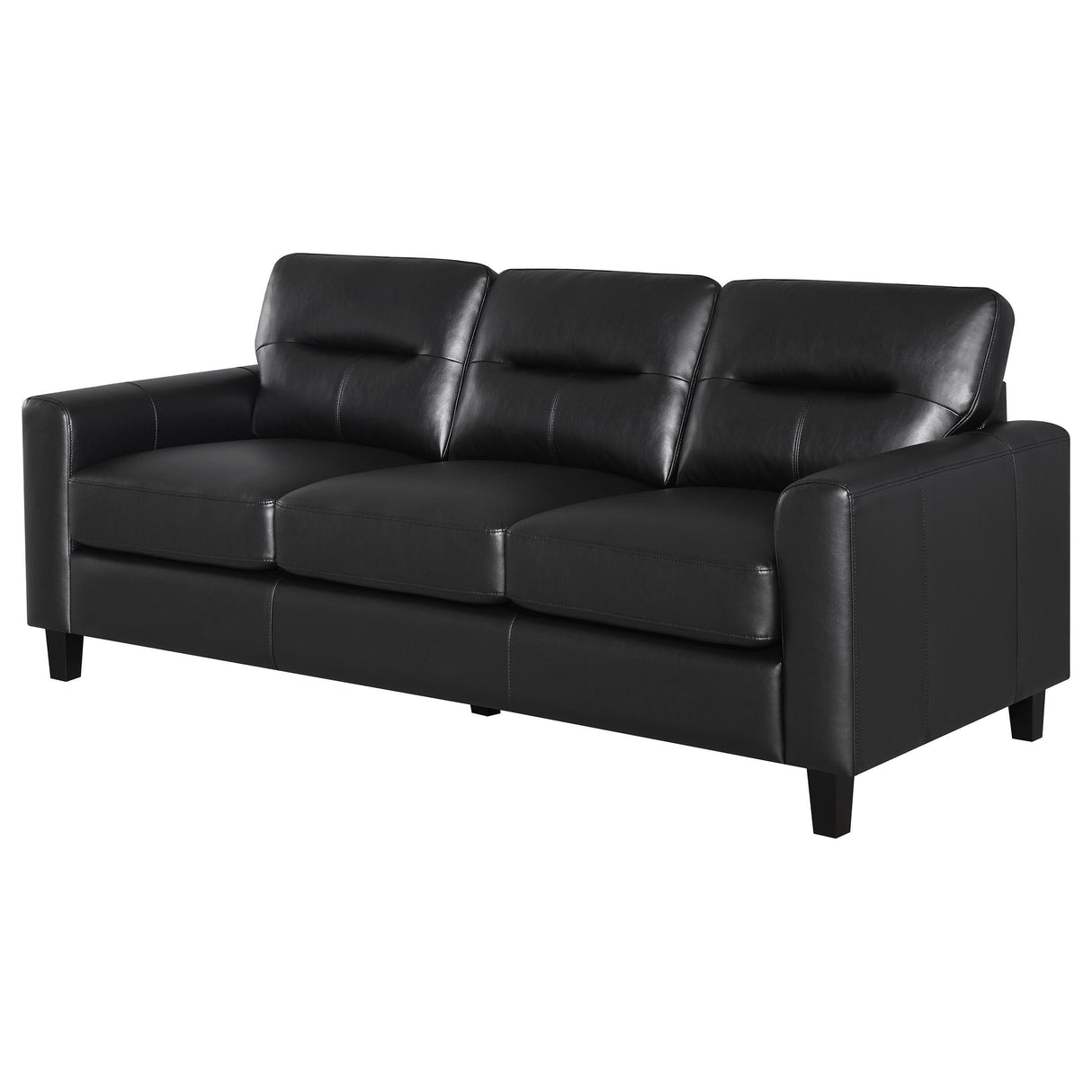 Scotland Faux Leather Upholstered Track Arm Sofa Black from Coaster - Luna Furniture