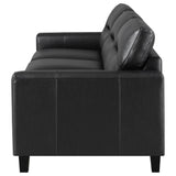 Scotland Faux Leather Upholstered Track Arm Sofa Black from Coaster - Luna Furniture