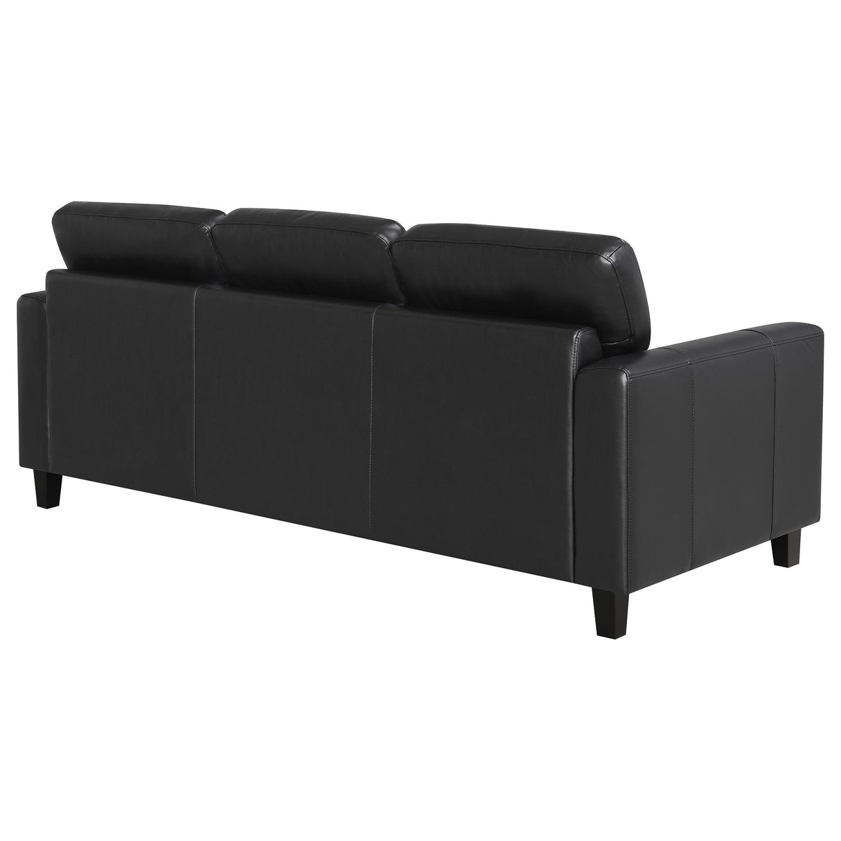 Scotland Faux Leather Upholstered Track Arm Sofa Black from Coaster - Luna Furniture