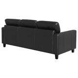 Scotland Faux Leather Upholstered Track Arm Sofa Black from Coaster - Luna Furniture