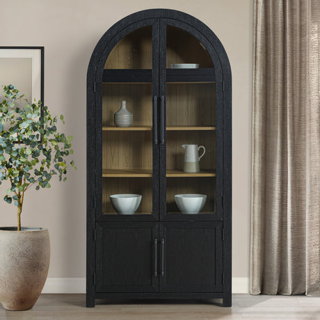 Magnolia Black Curio with Weathered Sand Interior from Steve Silver - Luna Furniture