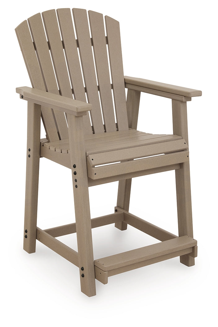 Seacliff Beach Medium Brown Outdoor Counter Height Bar Stool (Set of 2) from Ashley Furniture - Luna Furniture