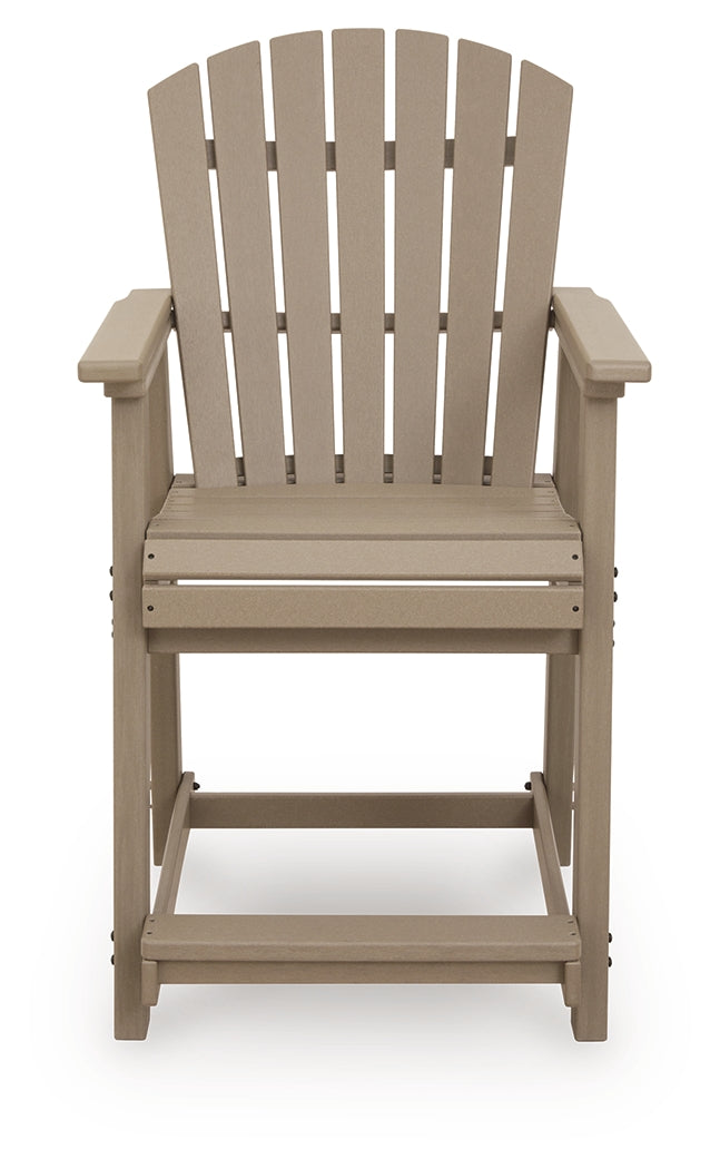 Seacliff Beach Medium Brown Outdoor Counter Height Bar Stool (Set of 2) from Ashley Furniture - Luna Furniture