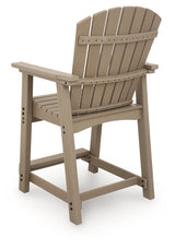 Seacliff Beach Medium Brown Outdoor Counter Height Bar Stool (Set of 2) from Ashley Furniture - Luna Furniture